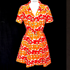 La robe lola – Imprimé fleur orange et blanc, 38